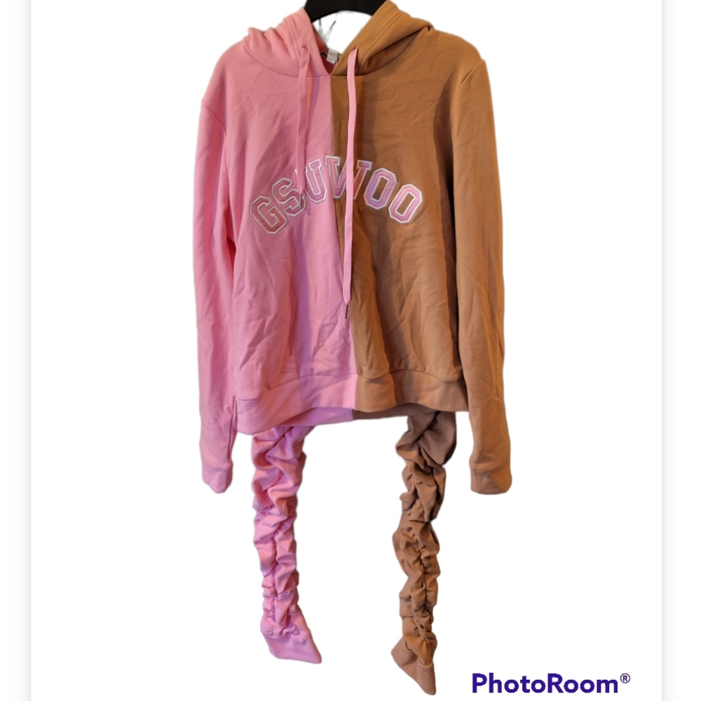 GSUWOO Pink and Brown Women's Jumpsuit